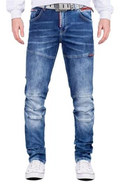Slim-fit-Jeans Denim Hose BA-CD698 (1-tlg) mit stylischen roten Akzenten
