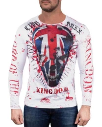 Sweatshirt Herren Longsleeve BA-CL498 (1-tlg) Totenkopf Muster mit Nieten