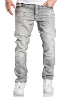 Amaci&Sons Stretch-Jeans Columbus Herren Regular Slim Denim Hose Grau/Silber/Dunkelgrau/Hellgrau