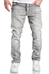 Amaci&Sons Herren Dicke Nähte Destroyed Jeans Regular Slim Denim Hose Fit 7983WC Grau/Silber/Dunkelgrau/Beige/Khaki/Hellgrau