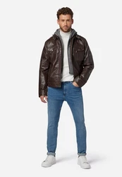 RICANO Lederjacke Rex Dunkelbraun/Braun/Dunkelrot