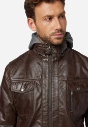 RICANO Lederjacke Rex Dunkelbraun/Braun/Dunkelrot