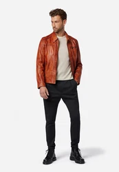 RICANO Lederjacke Shelby Orange/Rot/Braun/Beige