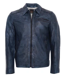RICANO Lederjacke Shelby Blau/Hellblau/Dunkelblau