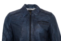 RICANO Lederjacke Shelby Blau/Hellblau/Dunkelblau
