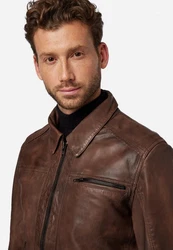 RICANO Lederjacke Shelby Braun/Dunkelbraun/Beige