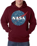Youth Designz Kapuzenpullover Vintage NASA Hoodie Dunkelrot/Dunkelgrau/Bordeaux/Rot/Lila