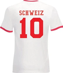 Youth Designz T-Shirt Schweiz Herren Trikot Look Creme/Weiß/Rot/Dunkelrot