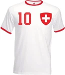 Youth Designz T-Shirt Schweiz Herren Trikot Look Creme/Weiß/Rot/Dunkelrot