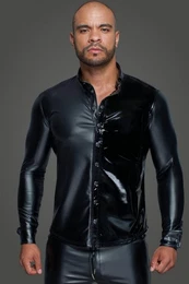 Langarmhemd Herren-Hemd in schwarz - L
