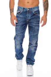 Regular-fit-Jeans Herren Jeans Hose im dezentem Design dezente Kontrastnhte