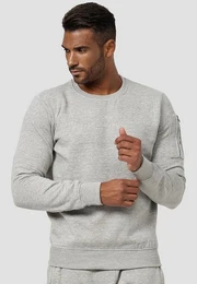 Sweatshirt Sweatshirt Pullover ohne Kapuze mit Armtasche 4240 in Grau