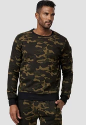 Egomaxx Sweatshirt Pullover ohne Kapuze mit Armtasche (4240) Camo Grün (4240)