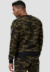 Egomaxx Sweatshirt Pullover ohne Kapuze mit Armtasche (4240) Camo Grün (4240)
