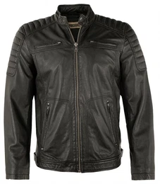 Lederjacke PB-HW 22-501 - Herren Lederjacke Bikerjacke Lammnappa schwarz
