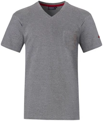 Pastunette Pyjamaoberteil Herren Shirt V Ausschnitt Hellgrau/Dunkelgrau/Grau