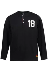 JP1880 T-Shirt Henley Fuball Langarm Schwarz