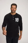 JP1880 T-Shirt Henley Fuball Langarm Schwarz