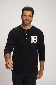JP1880 T-Shirt Henley Fuball Langarm Schwarz