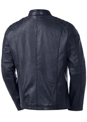 Ross & Cole Lederjacke lssiges Design mit Steppung an der Schulter Dunkelblau/Blau