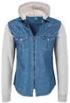 Rock Creek Jeansjacke Herren Jeanshemd mit Kapuze Blau/Grau/Hellblau
