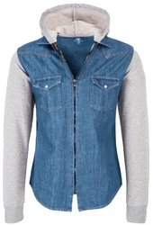 Rock Creek Jeansjacke Herren Jeanshemd mit Kapuze Blau/Grau/Hellblau