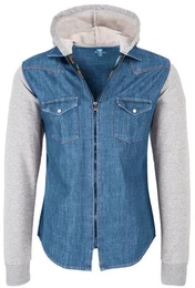 Jeansjacke Herren Jeanshemd mit Kapuze