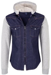 Jeansjacke Herren Jeanshemd mit Kapuze