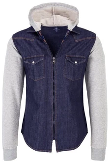 Rock Creek Jeansjacke Herren Jeanshemd mit Kapuze