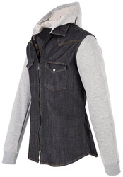 Rock Creek Jeansjacke Herren Jeanshemd mit Kapuze Dunkelblau/Grau/Hellgrau/Dunkelgrau/Schwarz