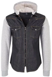 Rock Creek Jeansjacke Herren Jeanshemd mit Kapuze Dunkelblau/Grau/Hellgrau/Dunkelgrau/Schwarz