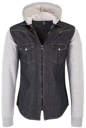 Jeansjacke Herren Jeanshemd mit Kapuze