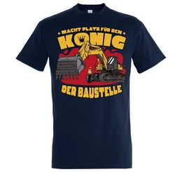 T-Shirt Knig Der Baustelle Herren Shirt mit lustigem Traktor Frontprint
