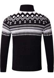 Reslad Strickpullover Rollkragenpullover Herren Norweger  Schwarz/Dunkelblau/Braun/Weiß