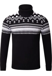 Strickpullover Rollkragenpullover Herren Grobstrick Norweger Pullover Winter (1-tlg) Strickpullover Mnner Norwegermuster mit Roll Neck