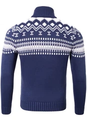 Reslad Strickpullover Rollkragenpullover Herren Norweger  Dunkelblau/Blau/Hellblau