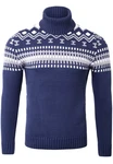 Reslad Strickpullover Rollkragenpullover Herren Norweger  Dunkelblau/Blau/Hellblau