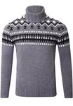 Reslad Strickpullover Rollkragenpullover Herren Norweger  Grau/Dunkelgrau/Dunkelblau/Hellgrau