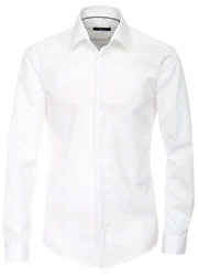 VENTI Smokinghemd Festliches Brutigam Hochzeitshemd Langarm Kentkragen Uni Umschlagmanschette modern fit weiß (HL89)