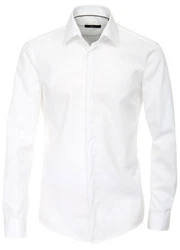 VENTI Smokinghemd Festliches Brutigam Hochzeitshemd Langarm Kentkragen Uni Umschlagmanschette modern fit weiß (HL89)