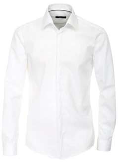 VENTI Smokinghemd Festliches Brutigam Hochzeitshemd Langarm Kentkragen Uni Umschlagmanschette modern fit weiß (HL89)