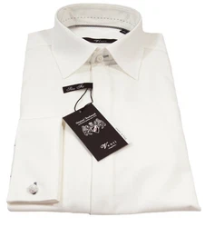 VENTI Smokinghemd Festliches Brutigam Hochzeitshemd Langarm Kentkragen Uni Umschlagmanschette modern fit creme (HL90)