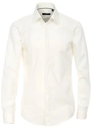 Smokinghemd Festliches Brutigam Hochzeitshemd Langarm Kentkragen Uni Umschlagmanschette modern fit, creme HL90, 44