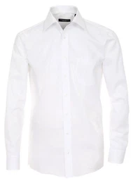 Langarmhemd Festliches Hochzeitshemd Herren Hemd Langarm Kentkragen Uni Umschlagmanschette comfort fit, wei HL1, 45