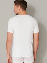 Schiesser Long Life Soft V-Neck Shirt Weiß/Creme/Grau
