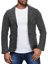 Reslad Stricksakko RS-1421 Sakko Blazer Dunkelgrau/Grau