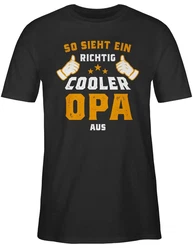 Shirtracer T-Shirt So sieht ein richtig cooler Opa aus Opa Geschenke Orange