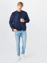 SELECTED HOMME Rundhalspullover SLHBERG CREW NECK Dunkelblau/Blau