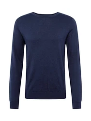 SELECTED HOMME Rundhalspullover SLHBERG CREW NECK Dunkelblau/Blau