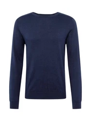 SELECTED HOMME Rundhalspullover SLHBERG CREW NECK Dunkelblau/Blau
